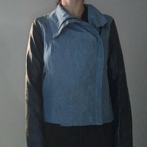 Leather Sleeved Denim Jacket